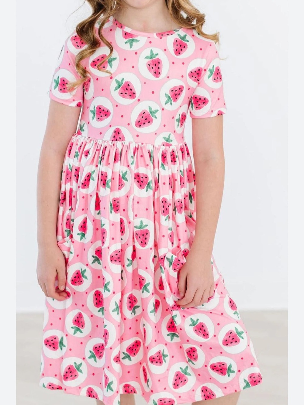 Mila + Rose strawberry fields pink twirl pocket dress size 5 6